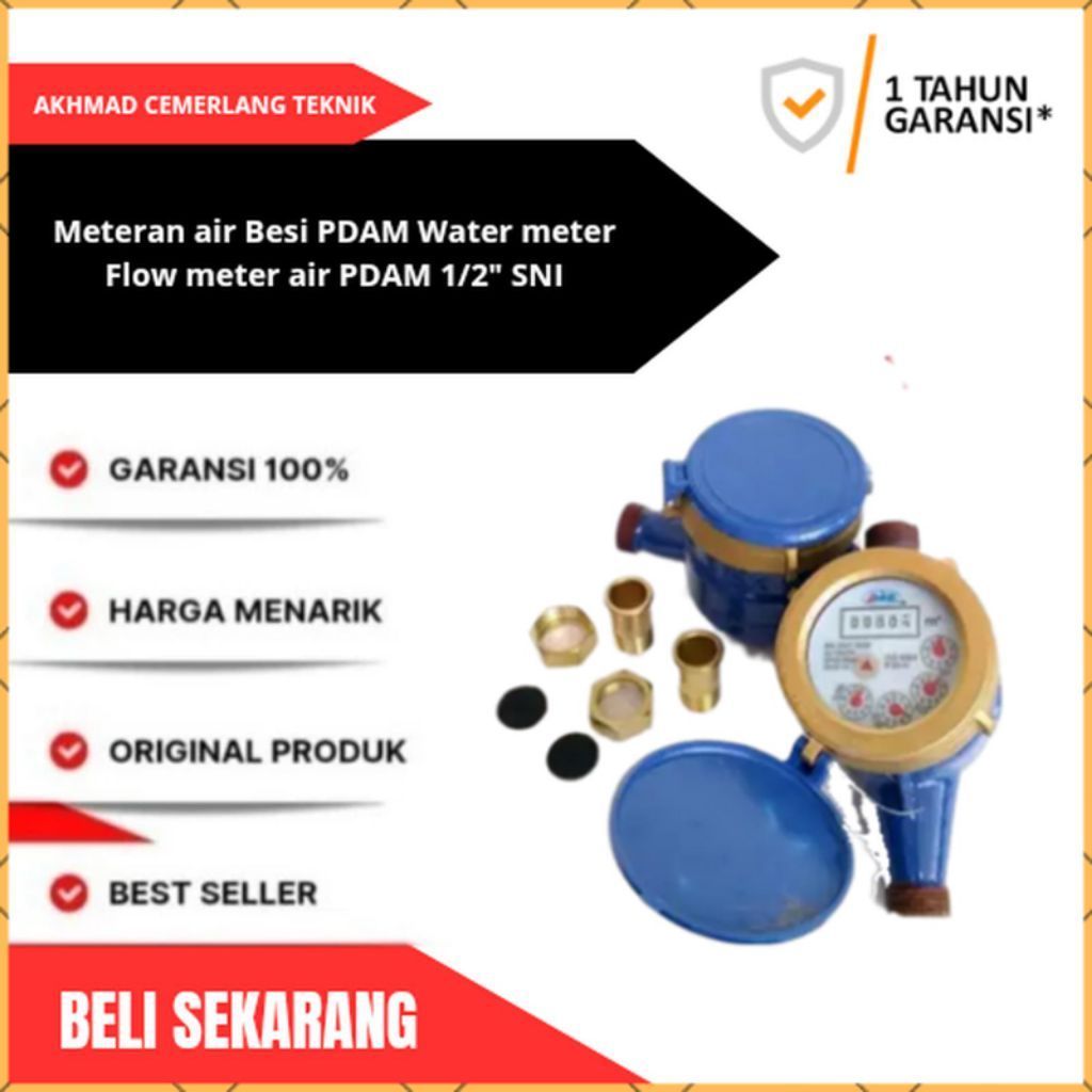 Meteran air Besi PDAM Water meter Flow meter air PDAM 1/2" SNI