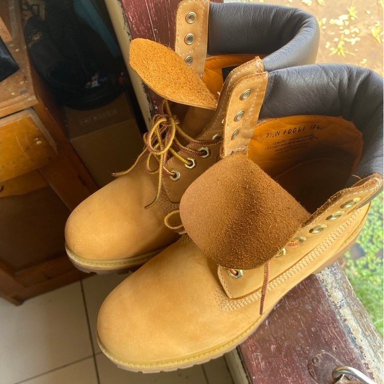 SEPATU TIMBERLAND Boots 2nd Kulit Nubuck Anti Slip Sol Karet Coklat Outdoor size 41