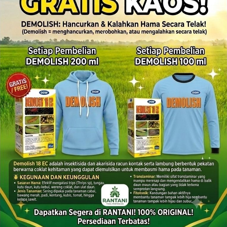 insektisida DEMOLISH abamectin 18g/l free kaos 250ml, 100ml