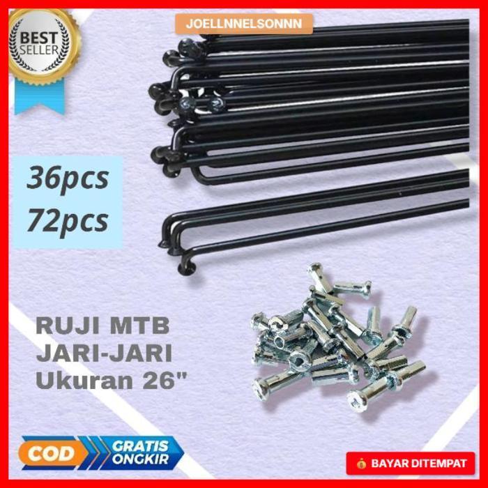 jari jari sepeda 26 hitam 14g 262 mm velg mtb fixie set ban ruji spoke 36pcs 72pcs 262mm