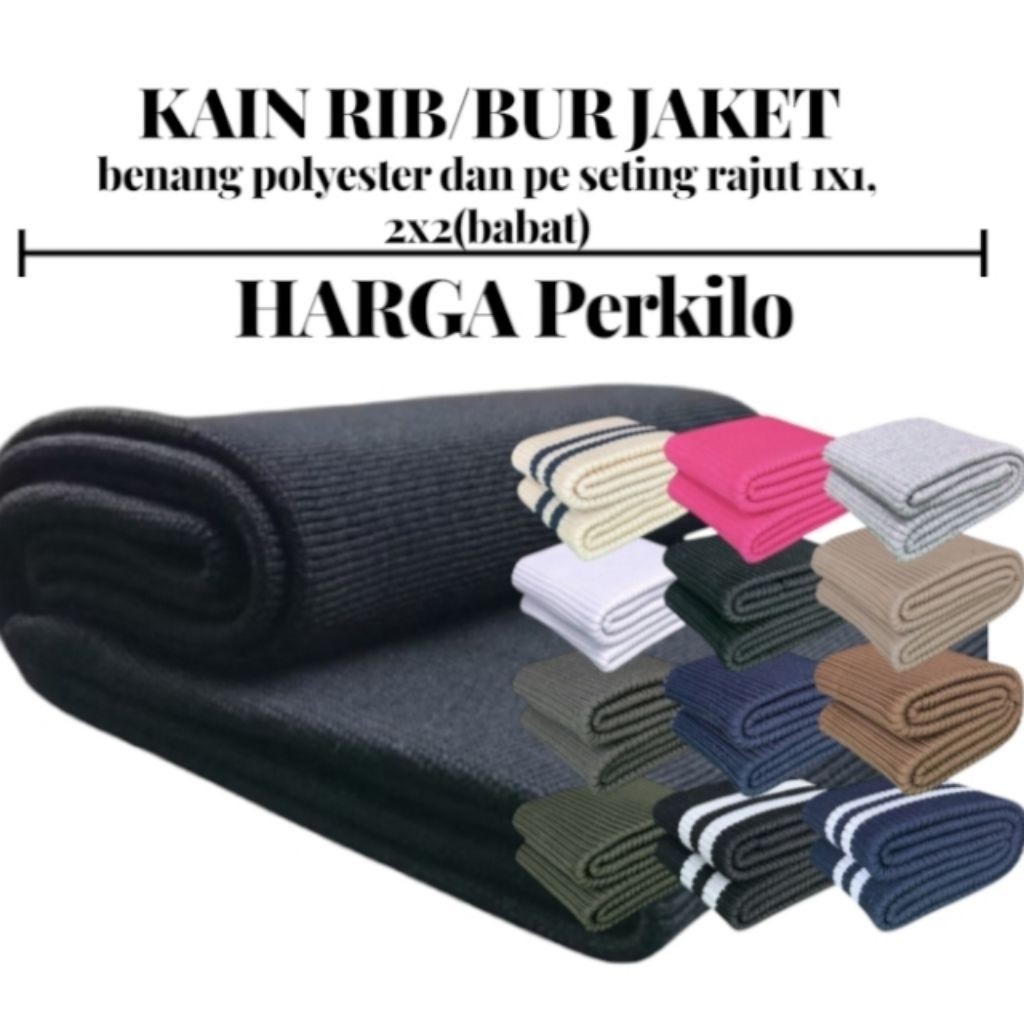 Kain Rib jaket untuk bagian kerah lengan pinggang perkilo