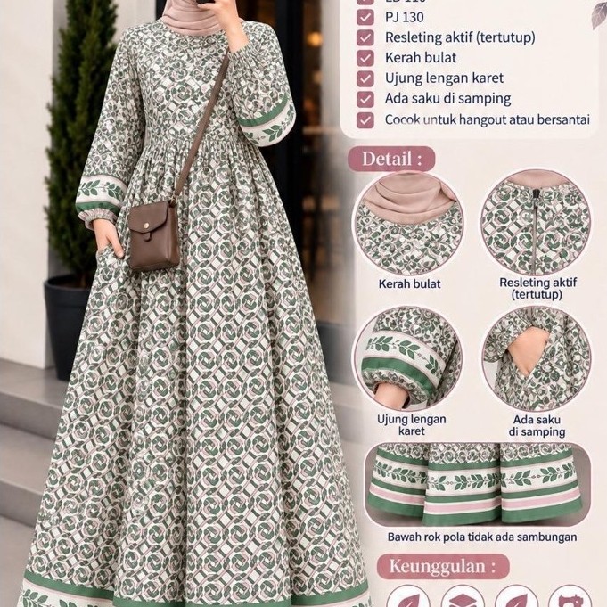 (COD) gamis wanita rayon diamond LD110/PJ130 busui - dans label