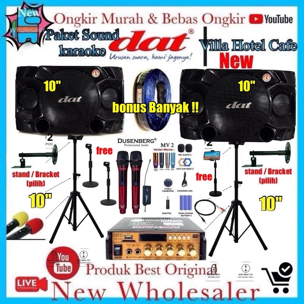 paket Sound Karaoke 10 inch Original Dat Villa Hotel Cafe restoran Umum