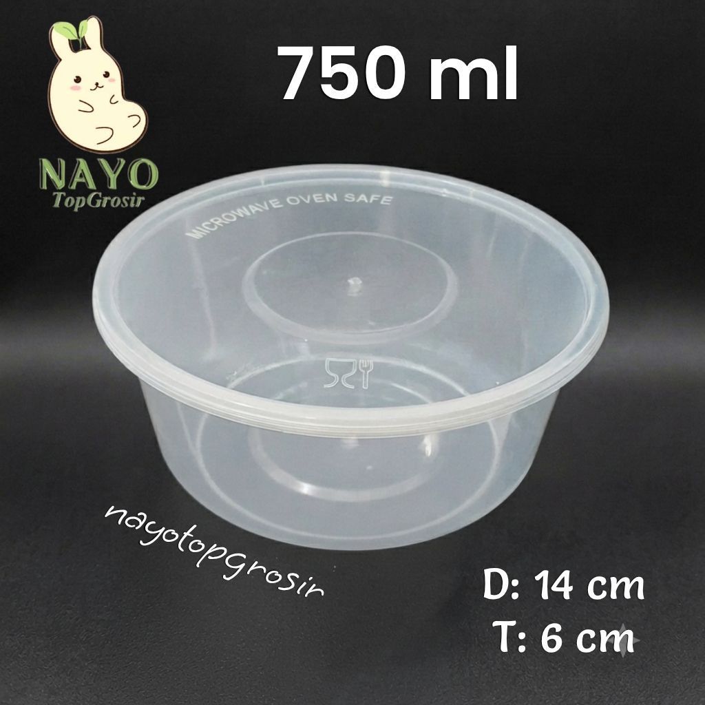 Cup plastik Thinwall bulat 750ml OTI (25pcs)/ Mangkok salad bubur dessert