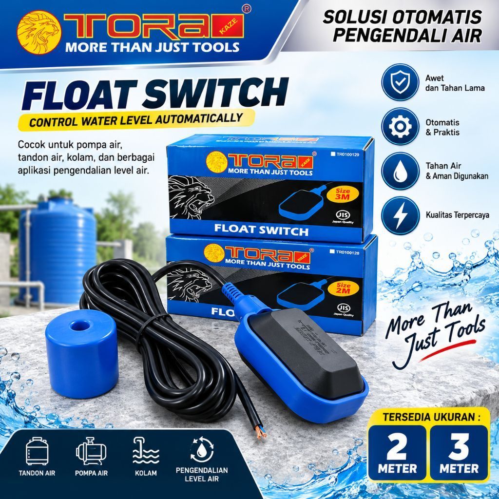 Tora Otomatis Pompa Celup 2 meter Float Switch Pelampung Toren Tandon Tora