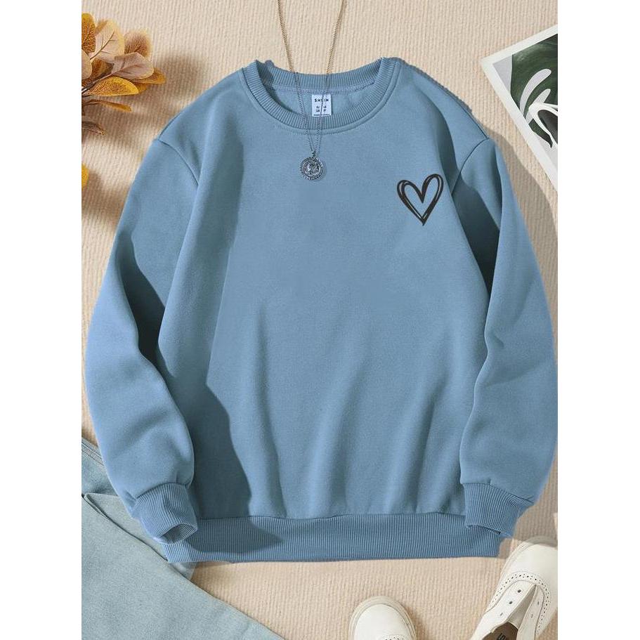 NEOCLOTH Sweater LOVE Wanita Crewneck Oblonng Basic Remaja Dewasa Cewe flecce Murah  Hitam Coksu Min