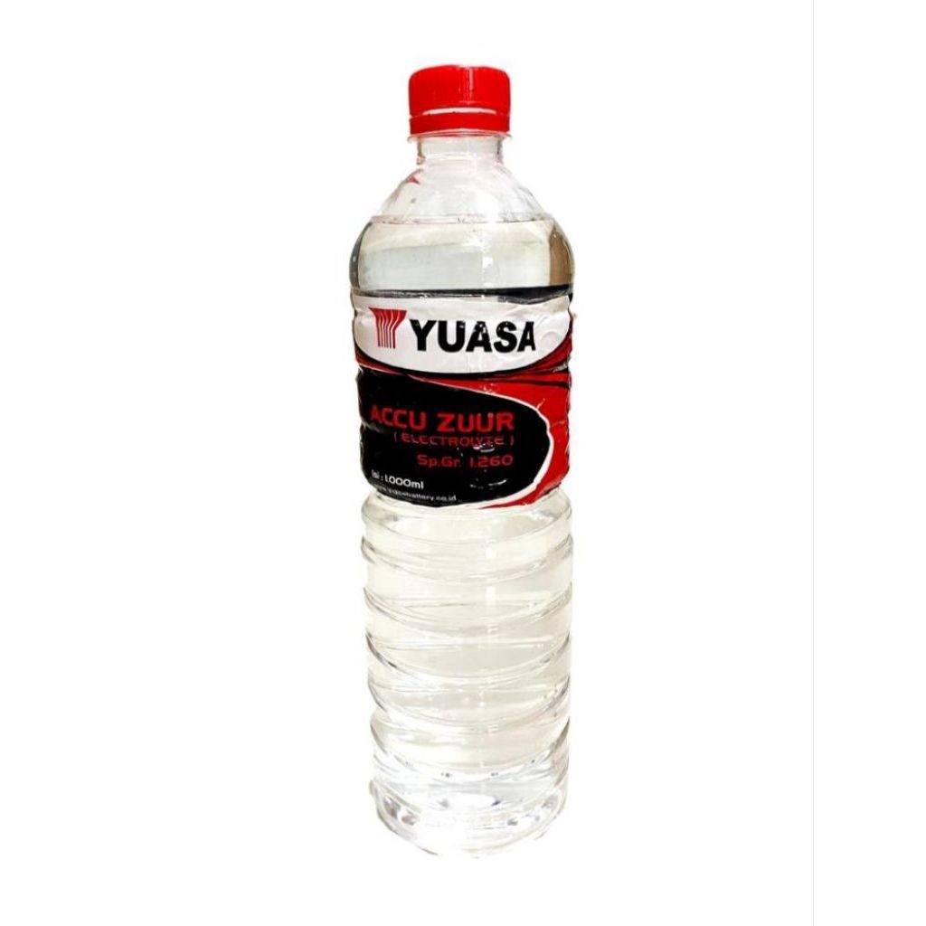 Air Aki Merah Yuasa Accu Zuur 1 Liter / 1000ml Original - Air Zuur Isi Aki Basah Mobil Motor