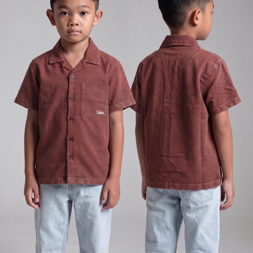 DJ kids -kemeja lengan pendek anak pria 2-6thn 7-12thn