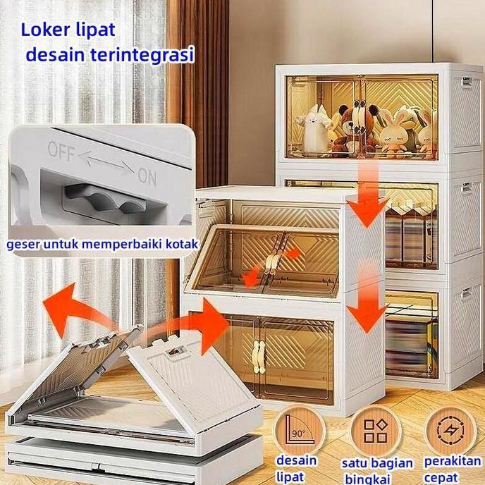 LEMARI PLASTIK SUSUN LOKER PLASTIK STORAGE BOX KOTAK PENYIMPANAN ROL DAPAT DIGERAKKAN BOX STORAGE PA