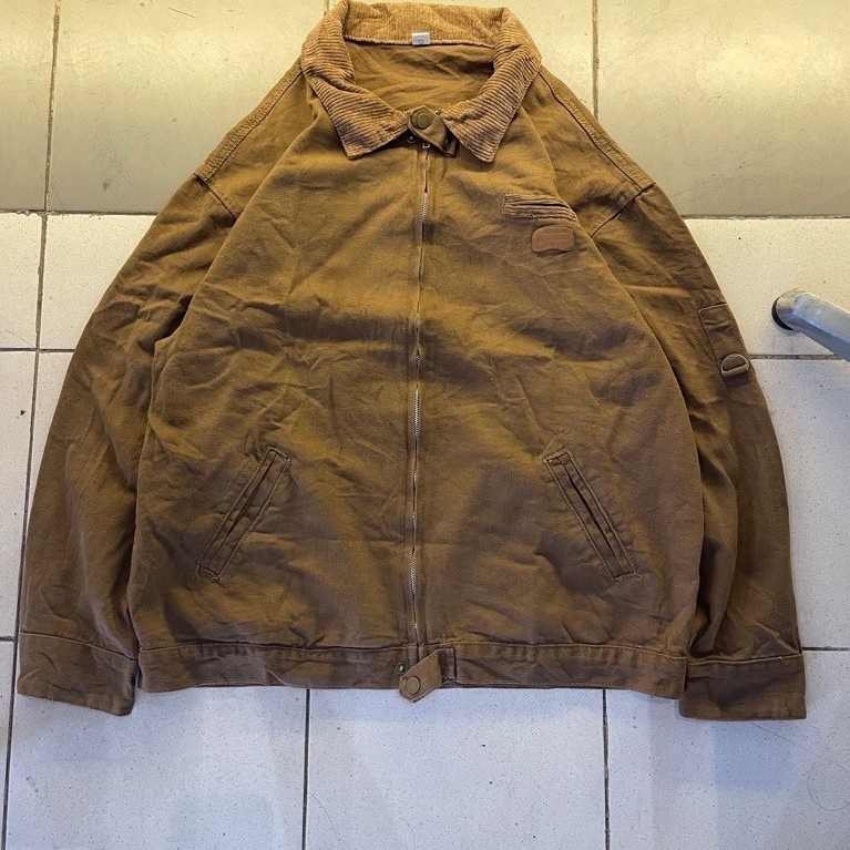 Vintage Corduroy Collar Canvas Worker Jacket