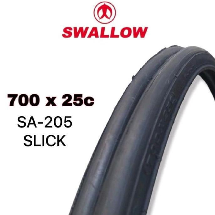 (1pcs) Ban Luar 700 x 25C Swallow Delitire SA-205 Slick Halus Hitam SATUAN Ban Luar Sepeda Fixie Roa