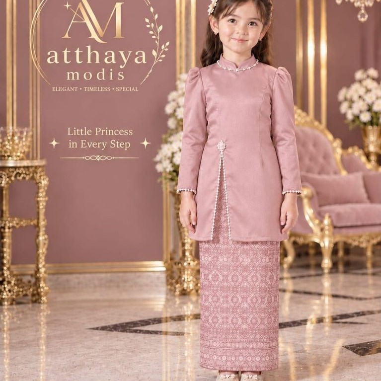 SYAKILA ONE.SET BAJU KURUNG ANAK ROK SONGKET
