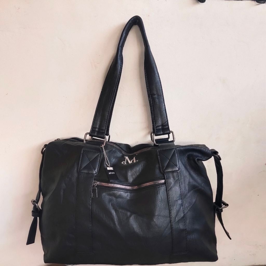 PL tas Tote bag kulit mucent hitam