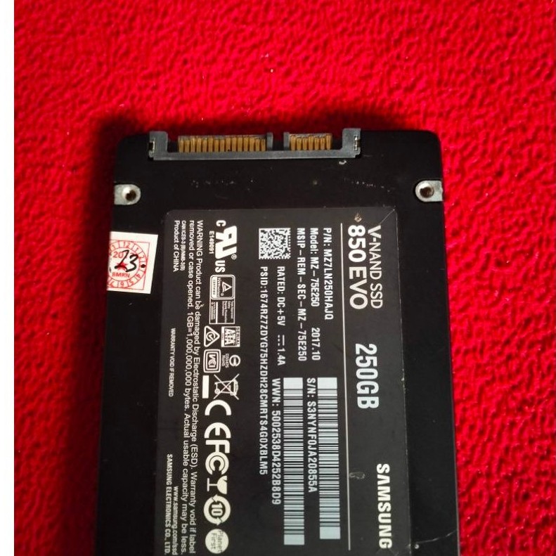 SSD Samsung 850 Evo 250gb second normal sentinel 100 %