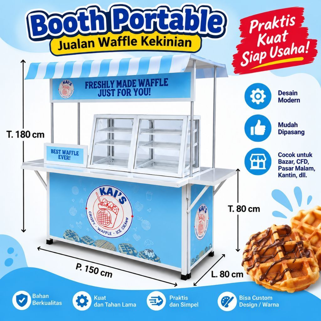 Booth Portable Bahan Putih Premium + Etalase