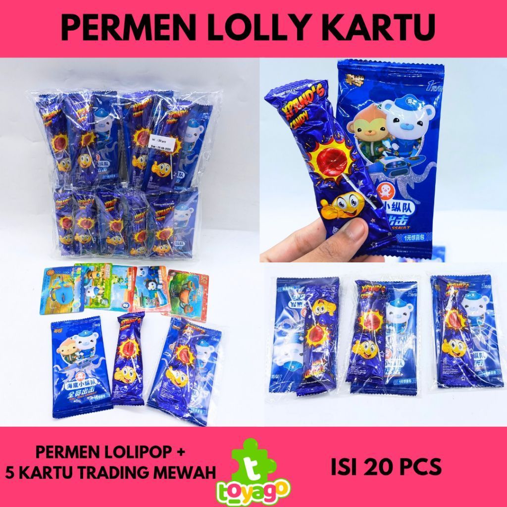 Permen lolly kartu trading isi 20 pcs permen lolipop berhadiah kartu mainan anak grosir murah