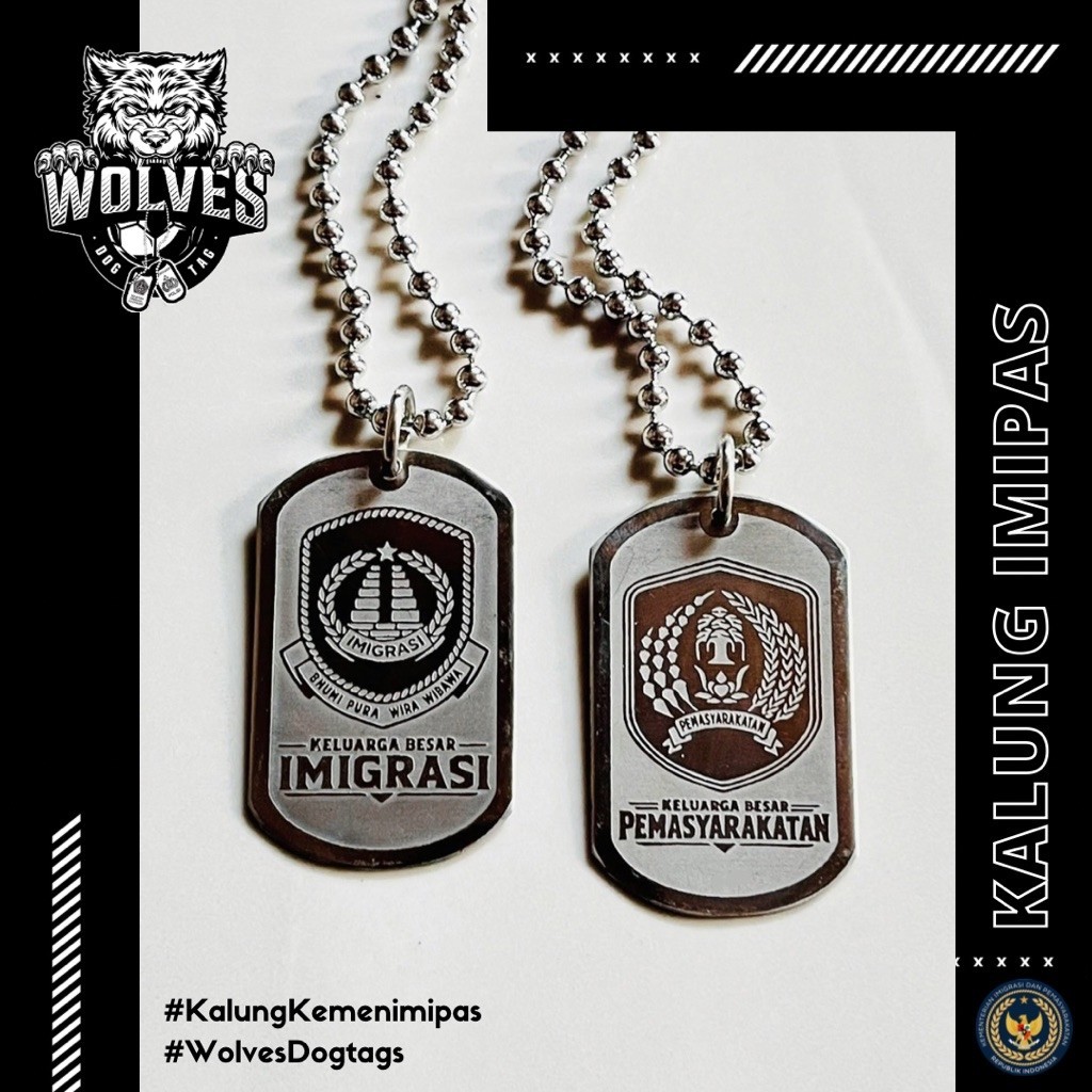 Kalung kemenimipas / Kalung imigrasi / dogtags kemenimipas / Kalung pemasyarakatan / kementerian imi