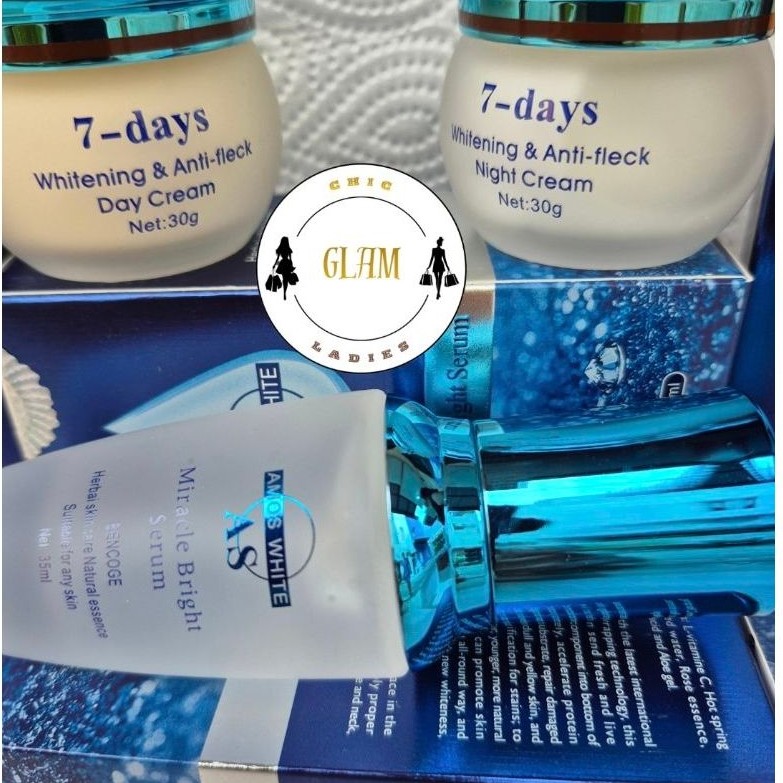 Amos White paket perawatan wajah ( Day cream, Night cream, Serum )