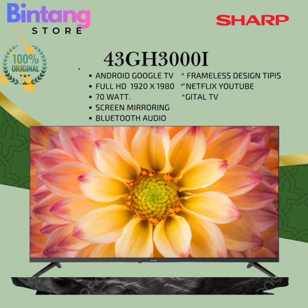 SHARP 2T-C43GH3000I 43 INCH LED SMART TV FHD / TV SHARP 43 INCH SMART TV ANDROID