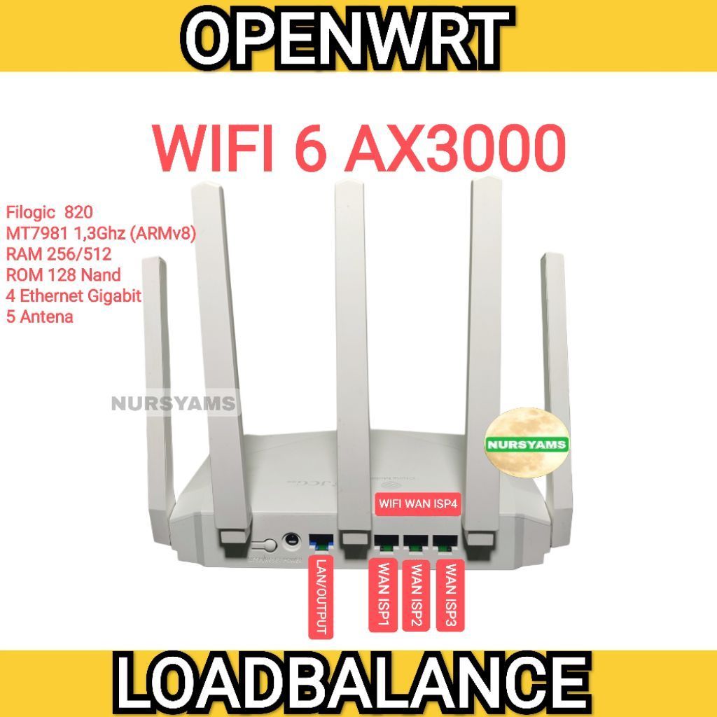 Openwrt JCG Q30 Pro Router Wifi 6 AX3000 upgrade dari q20 Gigabit Openwrt LoadBalance Failover Starl