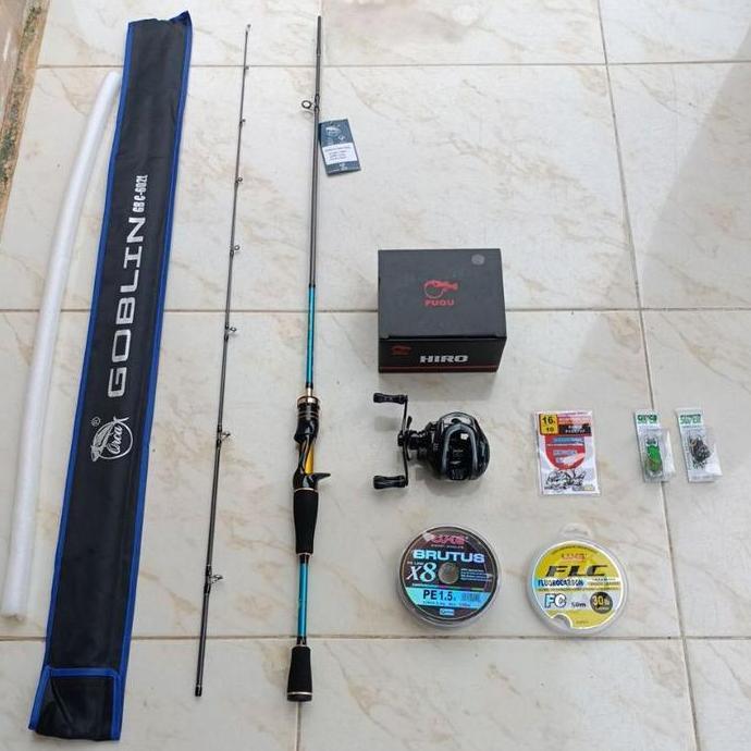 Joran pancing casting BC baitcasting full set siap pakai atau satu set untuk pemula di sarankan long