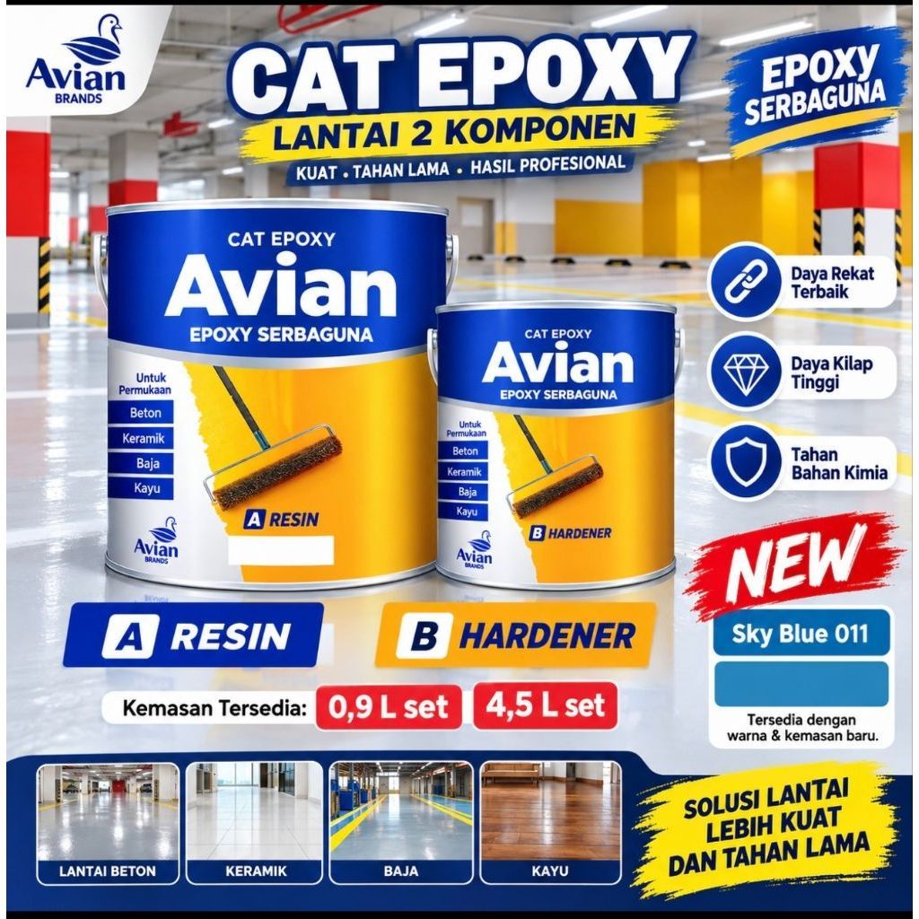 CAT EPOXY LANTAI TEMBOK PERNIS VERNIS AVIAN 2 KOMPONEN LANTAI KERAMIK SENG BESI PAGAR GALVALUM KAYU 