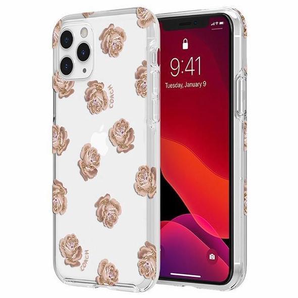 NEW COACH iPhone 11 / Pro / Max Peony Glitter Flower Clear Case Original