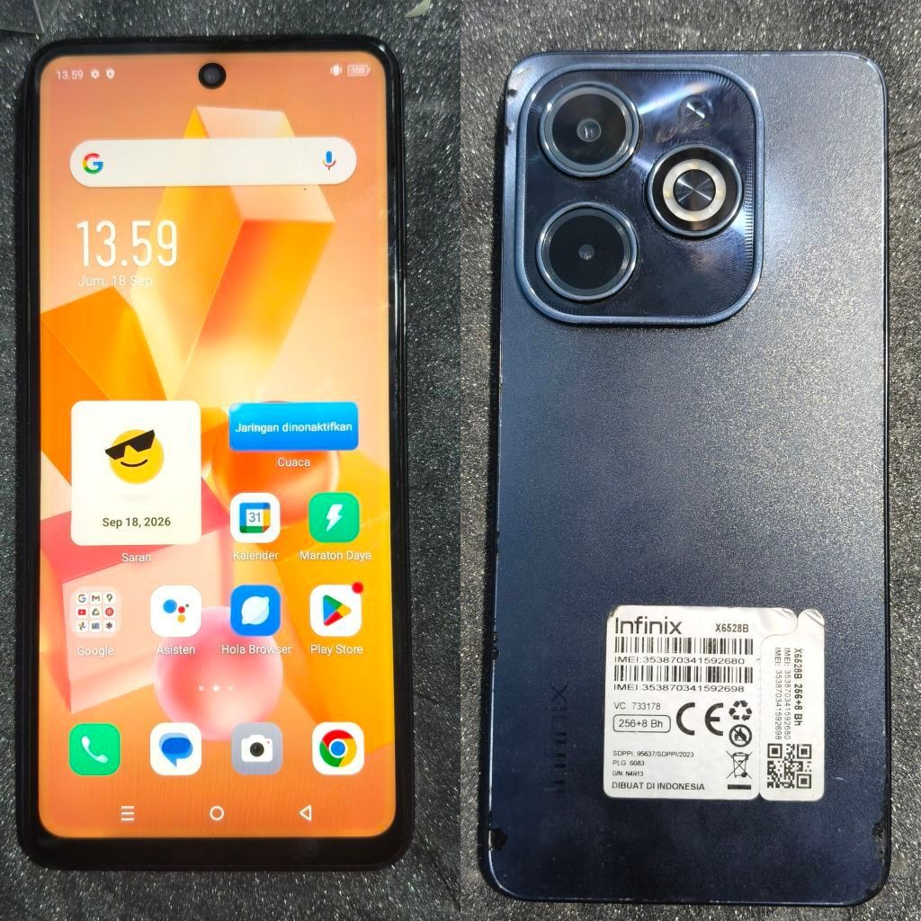 INFINIX HOT 40I 8/256GB, INFINIX HOT 30 8/128GB R3DMI 10 6/128GB, SMSNG A50S 6/128GB HP CHARGER S FU