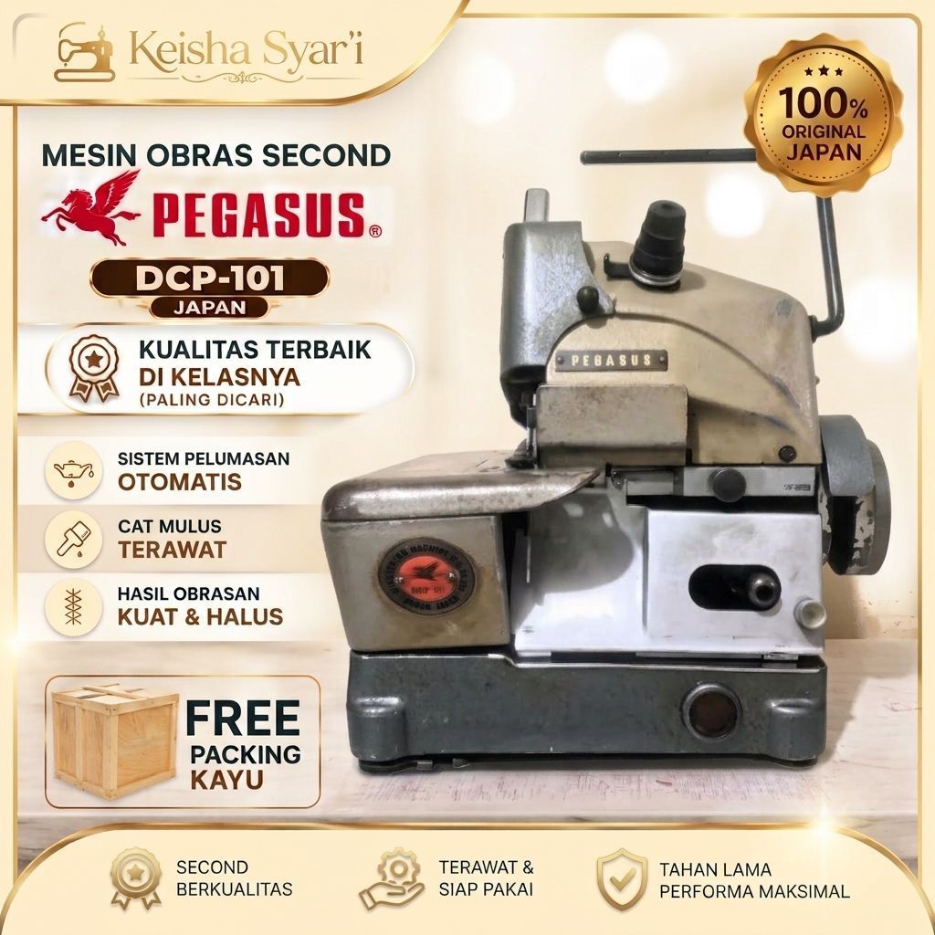 Mesin Obras Benang 3 Jepang PEGASUS DCP-101  Second (SIAP PAKAI)