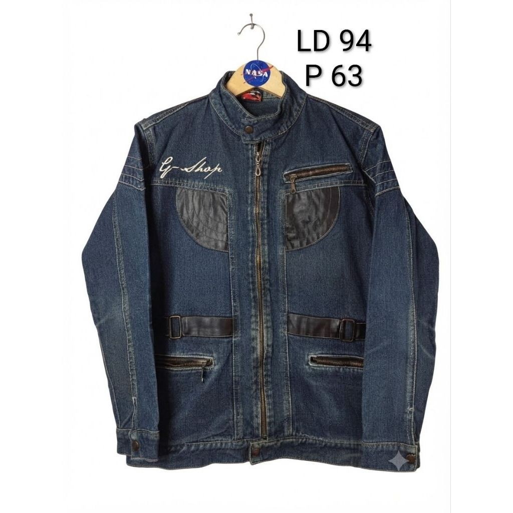 Jaket denim/jaket levis kombinasi kulit sintetis (MINUS, PERHATIKAN GAMBAR DAN DESKRIPSI)