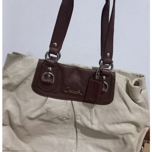 Tas Coach besar warna putih coklat
