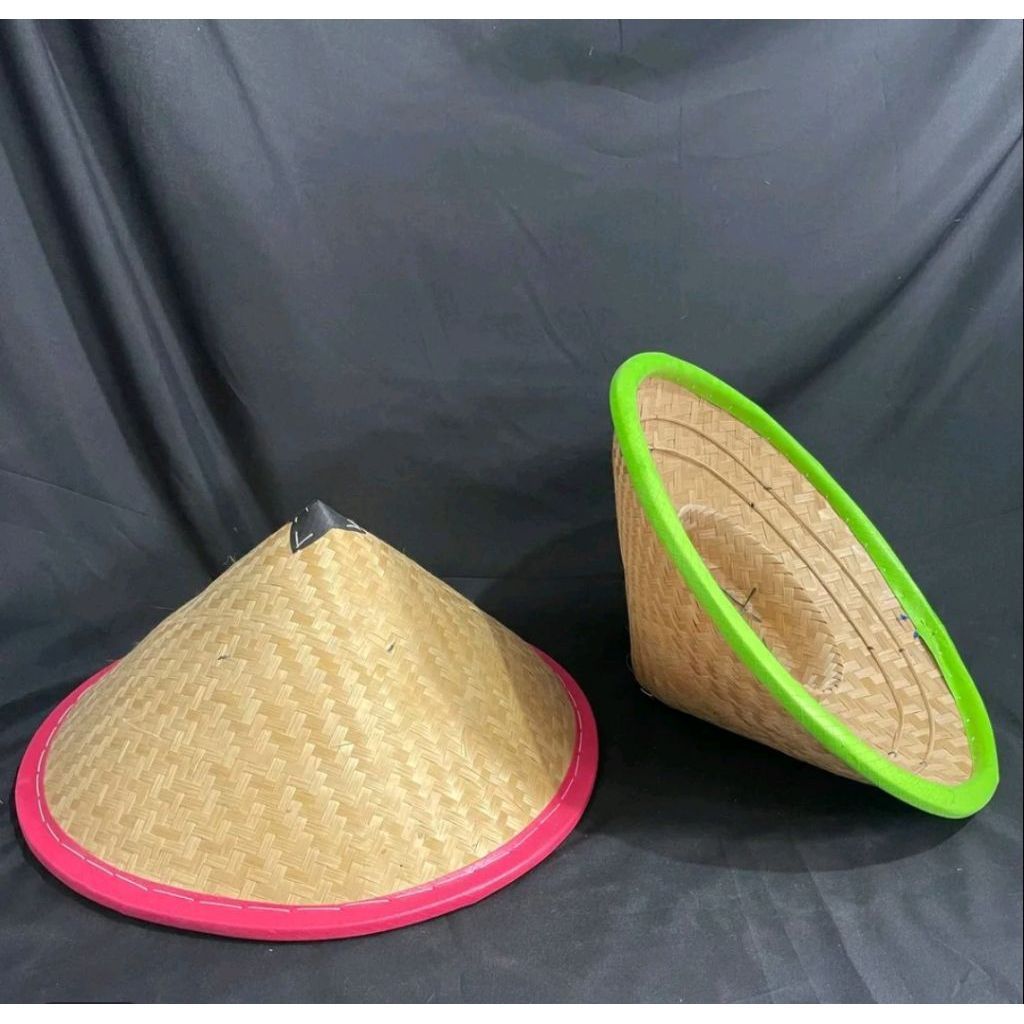 Caping Bambu Lis Warna/ Topi Petani Bambu / Caping Bambu Dewasa Lis Warna Murah