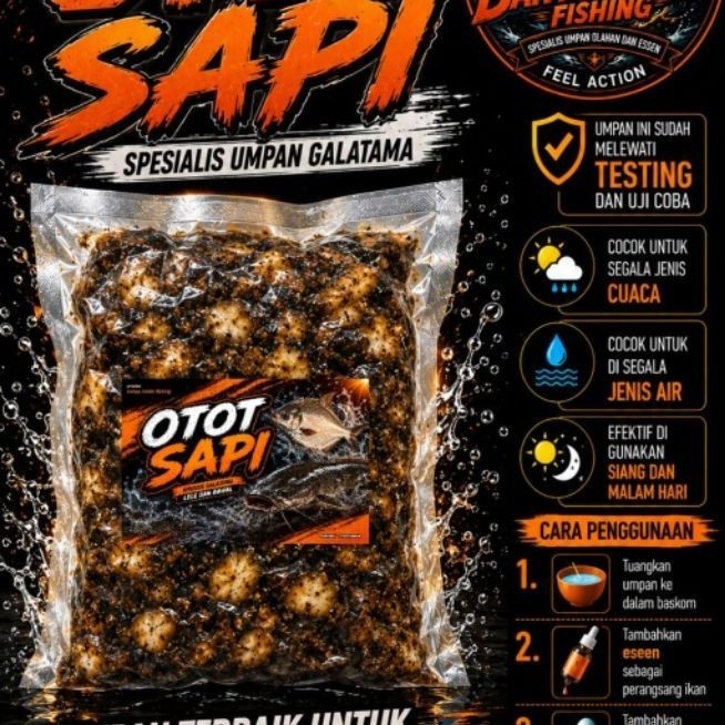 Umpan Otot Sapi Galatama Lele Dan Bawal 100gram