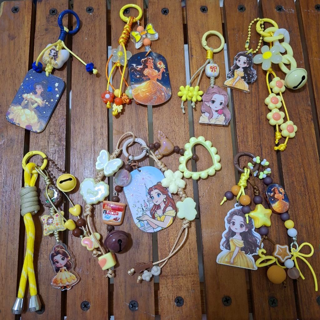 Princess Belle Bag Cham Keychain Gantungan Tas Ganci Princess Belle Beauty and The Beast