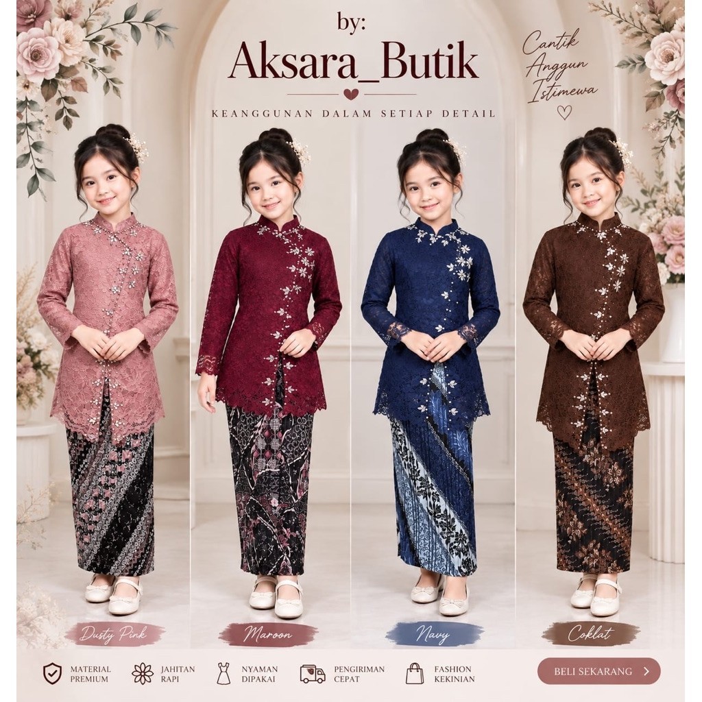 Setelan Baju Wisuda Anak model Janggan payet Terbaru - kebaya Perpisahan anak TK - kebaya Wisuda per