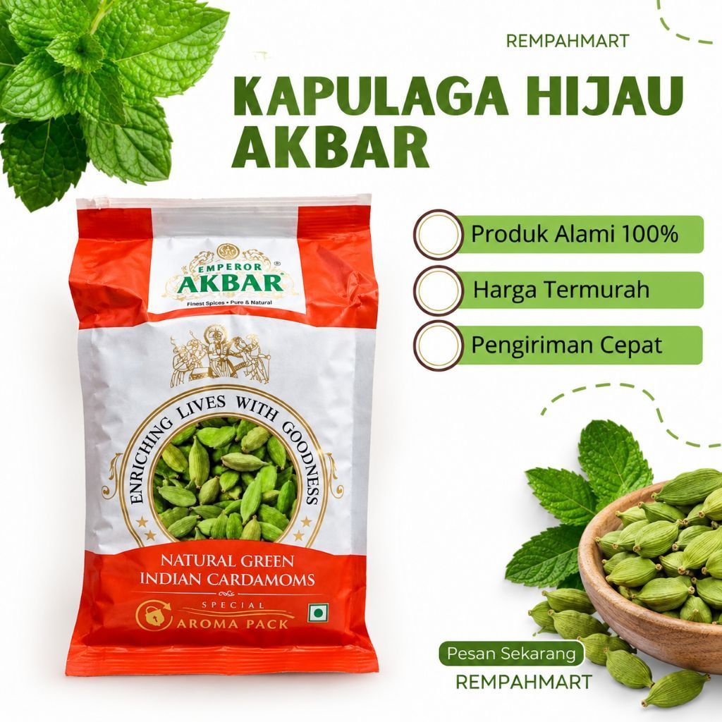 1kg Kapulaga Hijau Arab India Akbar Isi 1000g / Kapulaga Hijau Rempahmart