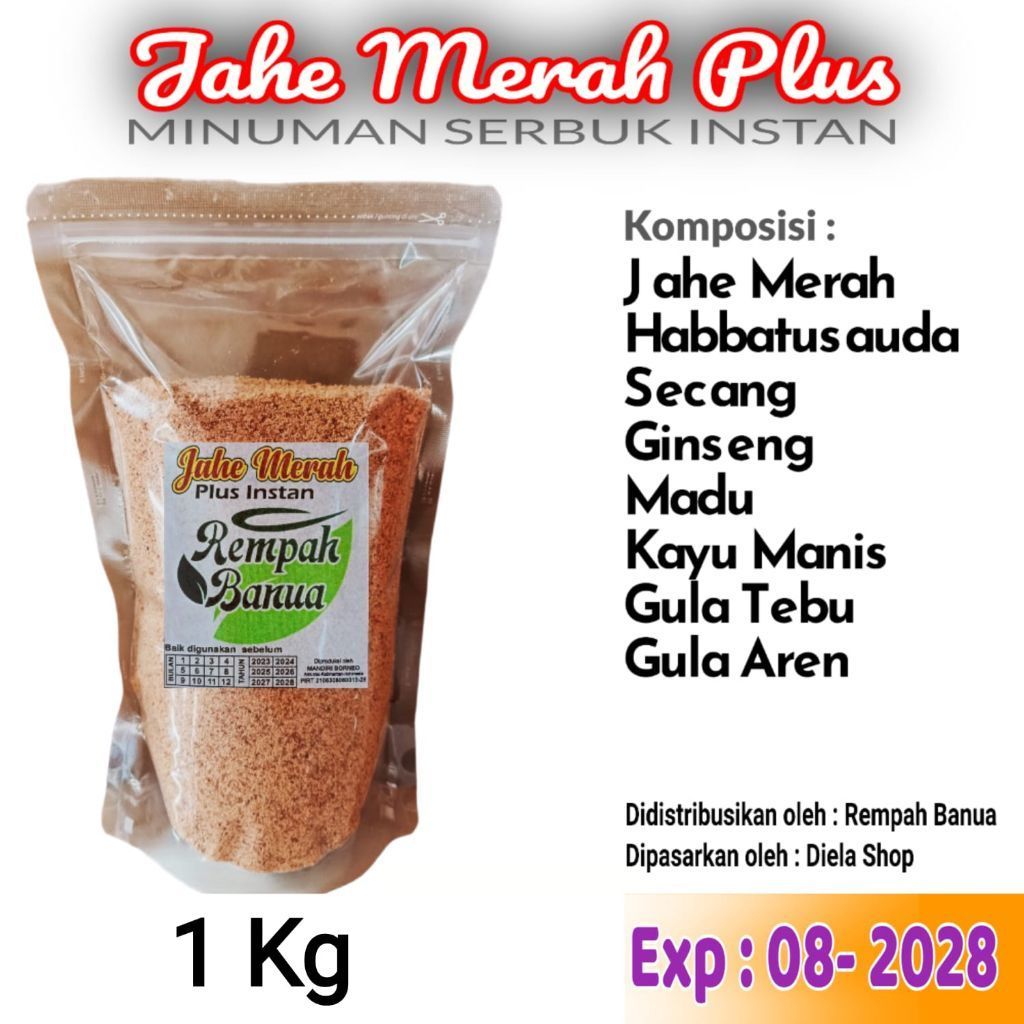 Jahe Merah Plus 1 Kg | jahe merah 1 kg | jahe merah bubuk instan 1 kg | Rempah Banua