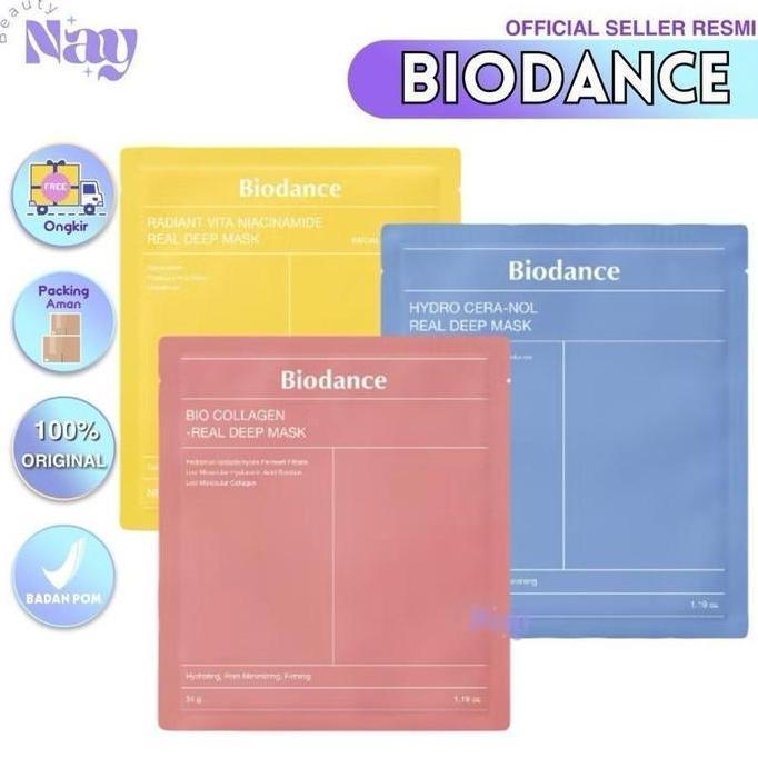 Korr- Biodance Real Deep Mask Bio Collagen Hydro Cera-Nol Radiant Vita Niamide Sheet Mask Masker Jah