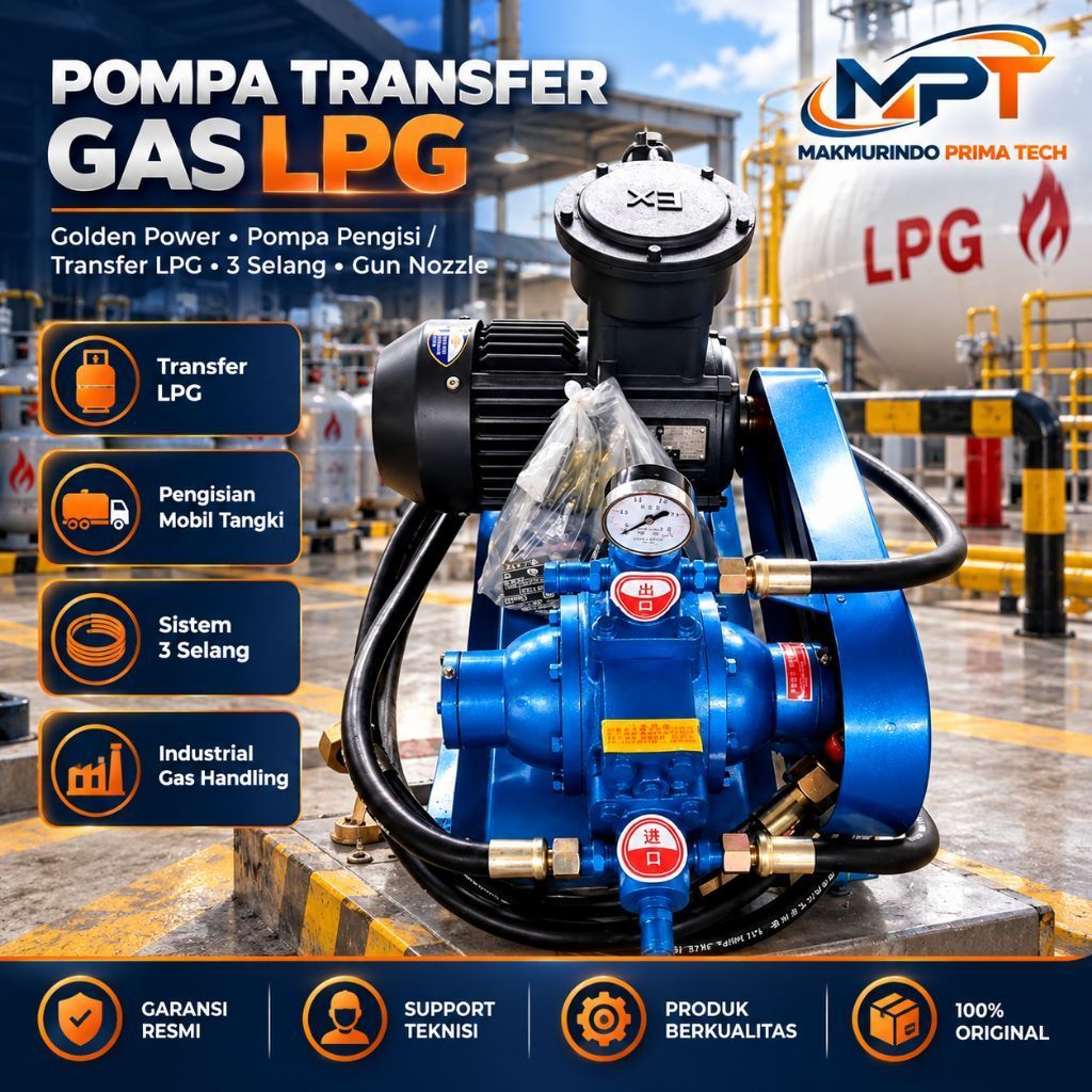 Pompa Transfer Isi Gas LPG Golden Power Pompa Pengisi Mobil Gas LPG 3 Selang Gun Nozzle Pump Truck L