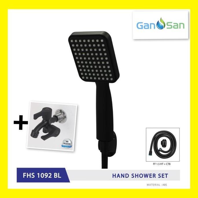 Paket Shower Set Hitam + Kran Shower Cabang