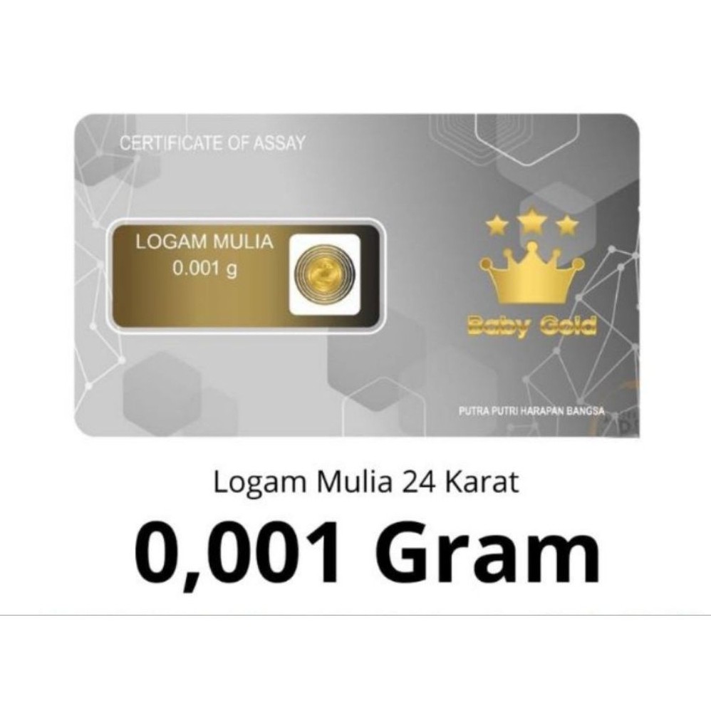 Baby Gold Emas Mini 0,001 Gram 24 Karat - Investasi Mudah, Souvenir Elegan, Tahan Inflasi