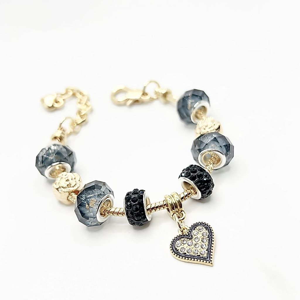 GL90 - Gelang Gamora Gold Black Charms Terbaru Serut Titanium Steel Model Korea Anti Karat