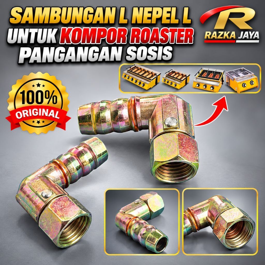 NEPEL  SAMBUNGAN L Kompor Panggangan Roaster  Semua merk Pipa L Kuningan - Nepel L