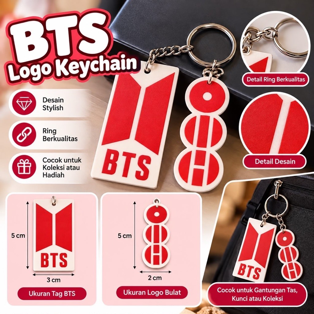 BTS Logo Keychain – Gantungan Kunci BTS