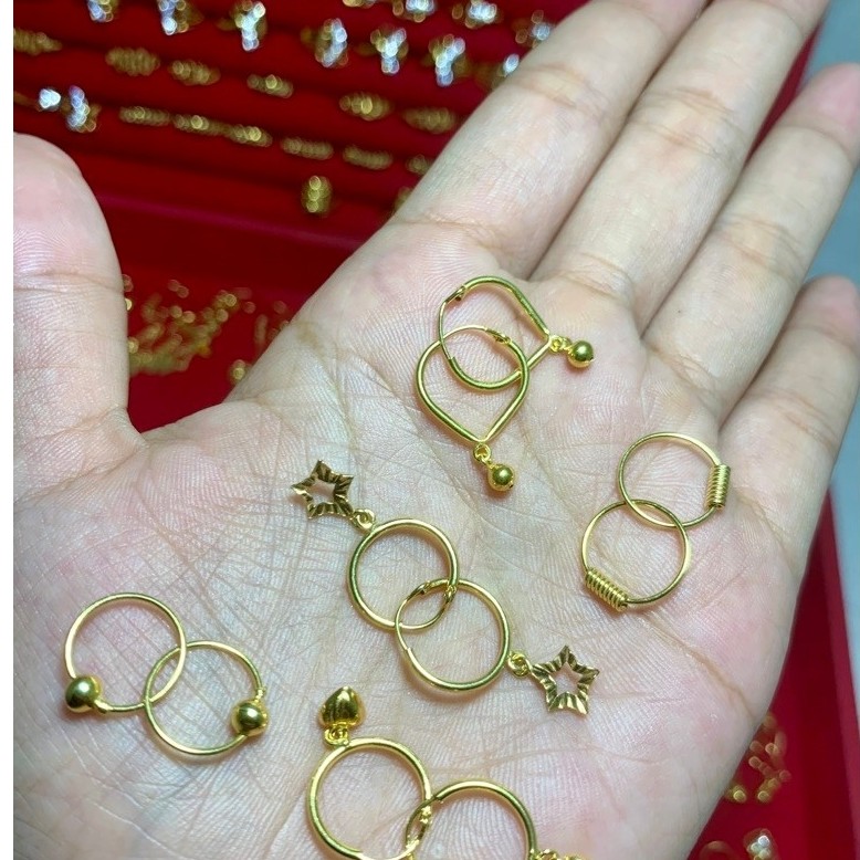 Anting ring bulat emas muda 3karat 05gram
