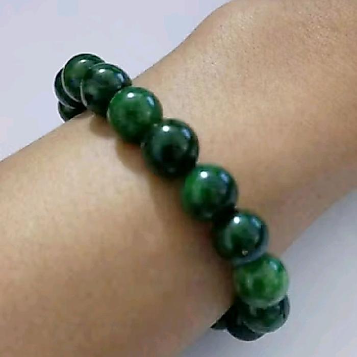Gelang batu giok asli 10mm JADE natural original Tiongkok Bracelets bersertifikat