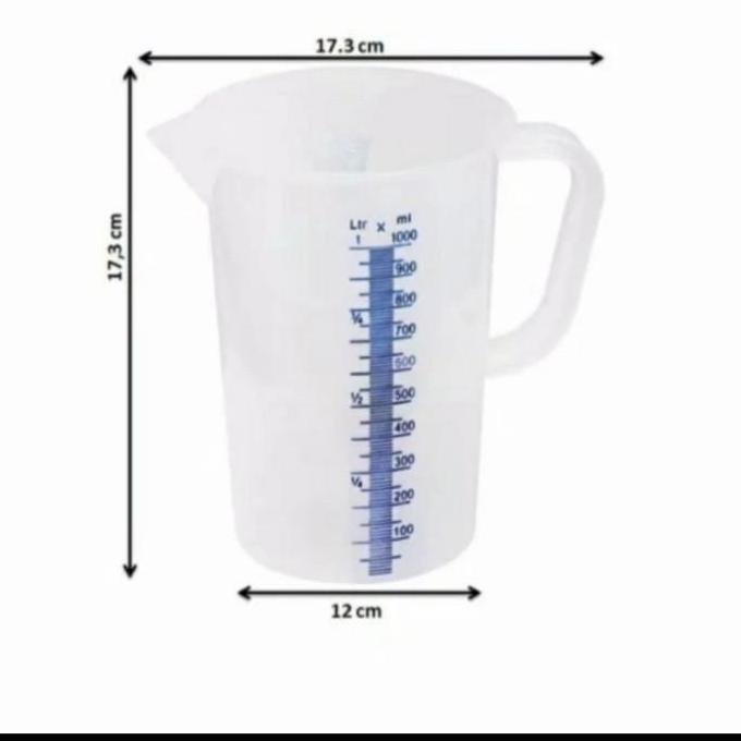 ] Measuring Cup 1LT Green Leaf Gelas Ukur 1L Gelas Takar 1000ML Plastik Tebal Awet Kuat Tahan Panas 