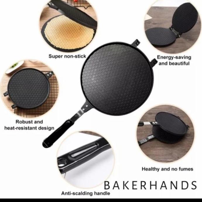 >*>*>*>*] Cetakan Kue Semprong Egg Roll Waffle Maker Cone Es Mold Loyang - Datar
