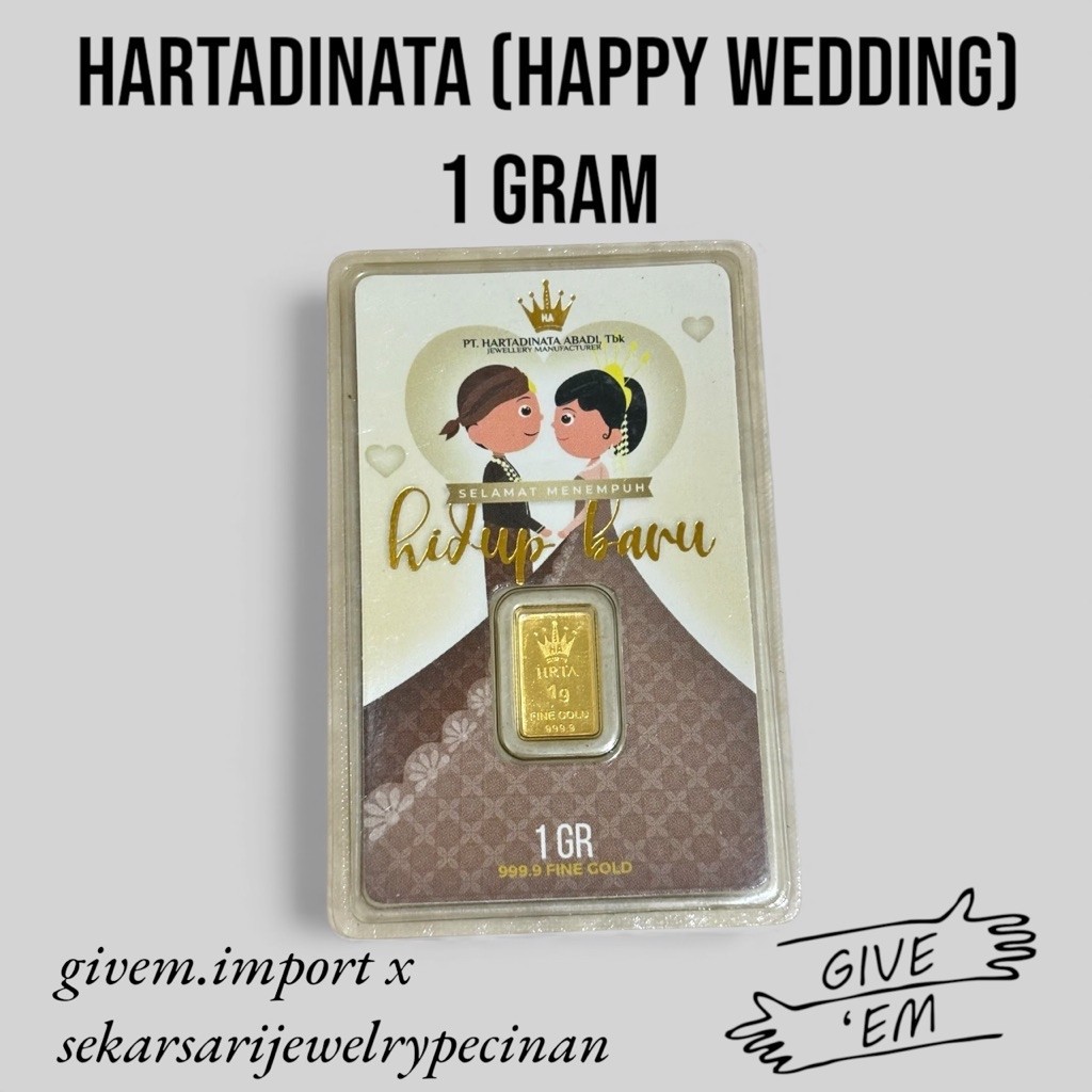 1 Gram Fine Gold LM Logam Mulia Happy Wedding Selamat Menempuh Hidup Baru Hartadinata