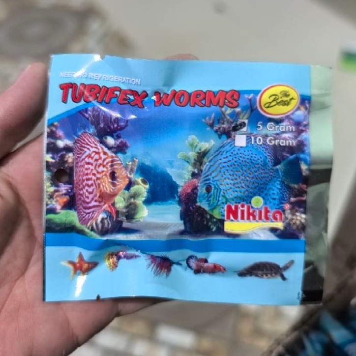 Makanan Ikan Cacing Kering Sutra TUBIFEX WORM NIKITA 5GR / Cacing Sutra Kering